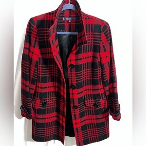 AK Ann Klein plaid red and black dress coat. Size Women’s small.
